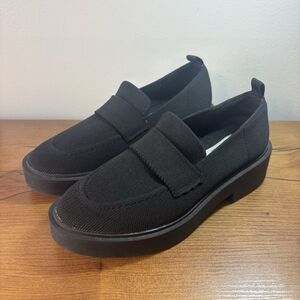 Steven New York Womens Chunky Knit Loafers Brynn Black Slip On Size 6.5